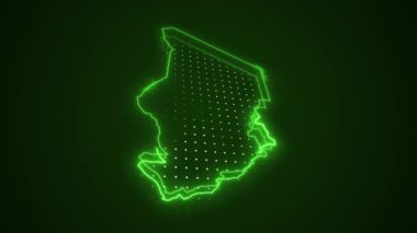3 Boyutlu Hareketli Neon Yeşil Çad Verde Harita Kenarlıkları Çevre Çizgisi Arkaplanı