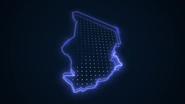 3D Hareketli Neon Mavi Çad Haritası Kenar Kenarlıkları Döngü Arkaplanı