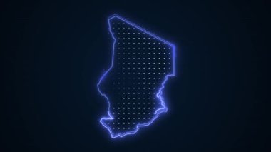 3D Hareketli Neon Mavi Çad Haritası Kenar Kenarlıkları Döngü Arkaplanı