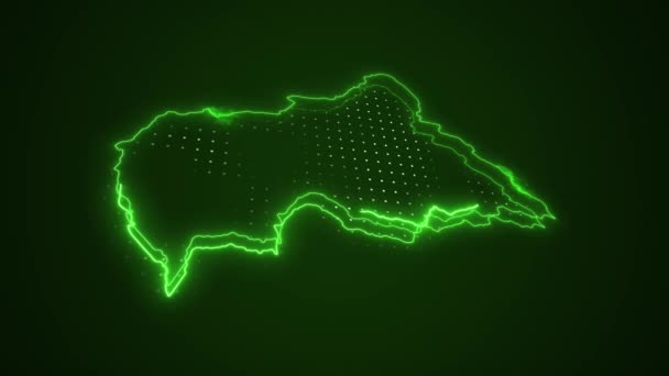 Moving Neon Zielona Republika Środkowoafrykańska Mapa Granice Zarys Pętli Tło — Wideo stockowe