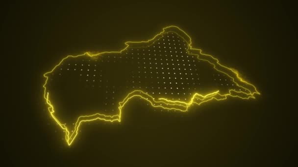 Movendo Neon Amarelo República Centro Africana Mapa Fronteiras Esboço Loop — Vídeo de Stock