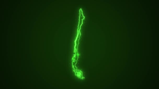 Moving Neon Green Chile Map Borders Outline Loop Hintergrund — Stockvideo