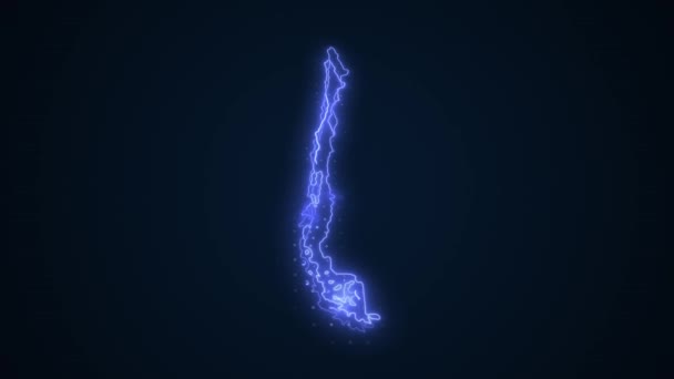 Moving Neon Blue Chile Map Borders Outline Loop Hintergrund — Stockvideo