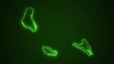 3 Boyutlu Hareketli Neon Yeşil Komoros Haritası Kenar Kenarlıkları Ana Hattı Arkaplanı