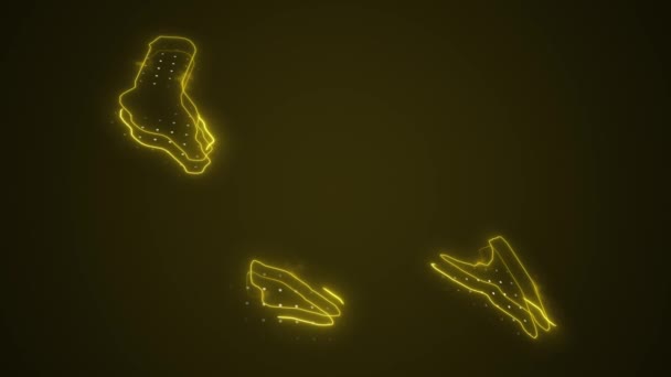 Pohybující Neonová Žlutá Komora Pozadí Ohraničení Mapy — Stock video