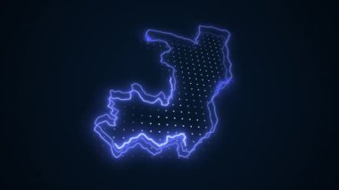 3 Boyutlu Hareketli Neon Mavi Kongo Haritası Kenar Kenarlıkları Döngü Çizgisi Arkaplanı