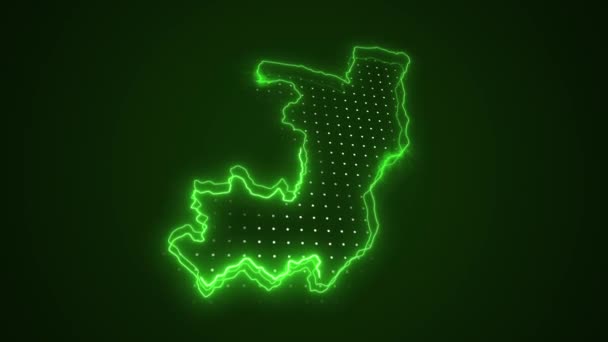 Pohyblivý Neonově Zelený Kongo Mapa Ohraničení Obrys Smyčka Pozadí — Stock video