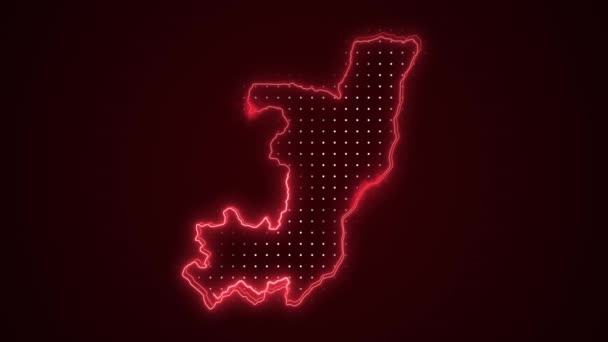 Moving Neon Red Congo Map Borders Outline Loop Background — Stock Video