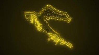 Üç Boyutlu Hareketli Neon Sarı Hırvatistan Çevre Çizgisini Haritaladı