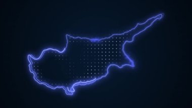 3D Hareketli Mavi Kıbrıs Rum Kesimi Haritası Çevre Çizgisi Döngüsü Arkaplanı