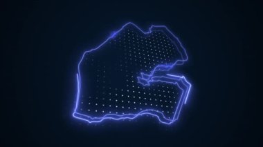3 Boyutlu Hareketli Neon Mavi Cibuti Haritası Kenarlık Kenarlıkları Çevre Çizelgesi Arkaplanı