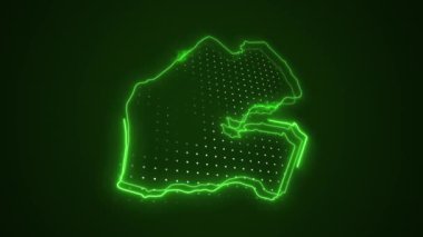 3 Boyutlu Hareketli Neon Yeşil Cibuti Haritası Kenar Kenarlıkları Çevrimiçi Döngü Arkaplanı
