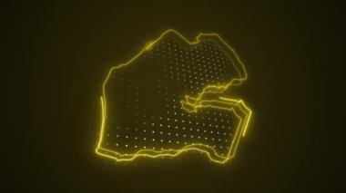3 Boyutlu Hareketli Neon Sarı Cibuti Haritası Kenar Kenarlıklarının Döngüsü Arkaplanı