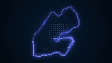 3 Boyutlu Hareketli Neon Mavi Cibuti Haritası Kenarlık Kenarlıkları Çevre Çizelgesi Arkaplanı