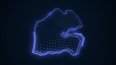 3 Boyutlu Hareketli Neon Mavi Cibuti Haritası Kenarlık Kenarlıkları Çevre Çizelgesi Arkaplanı