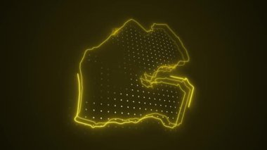 3 Boyutlu Hareketli Neon Sarı Cibuti Haritası Kenar Kenarlıklarının Döngüsü Arkaplanı