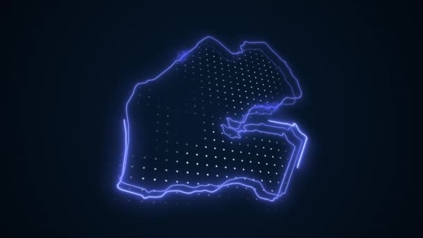 Movendo Neon Azul Djibouti Mapa Fronteiras Esboço Loop Fundo — Vídeo de Stock