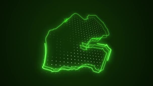 Pohybující Neon Zelená Džibutsko Mapa Ohraničení Obrys Smyčka Pozadí — Stock video