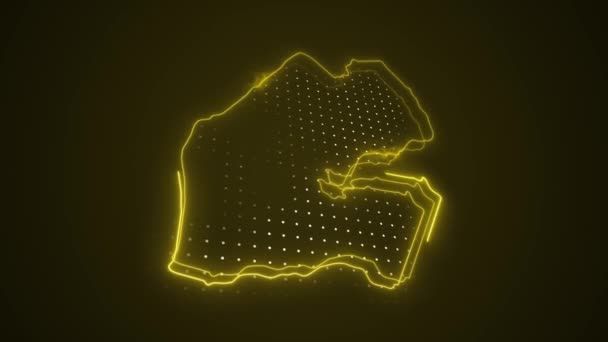 Moving Neon Yellow Dżibuti Mapa Granice Zarys Pętli Tło — Wideo stockowe