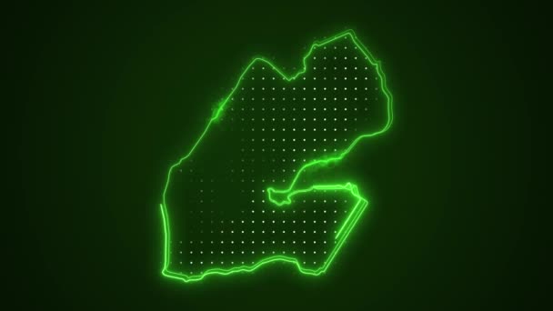Moving Neon Green Dżibuti Mapa Granice Zarys Pętli Tło — Wideo stockowe