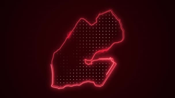 Pohybující Neon Červená Džibutsko Mapa Ohraničení Obrys Smyčka Pozadí — Stock video