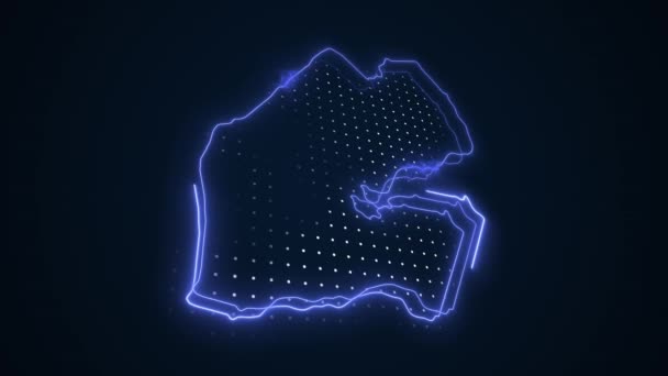 Moving Neon Blue Djibouti Map Borders Outline Loop Hintergrund — Stockvideo