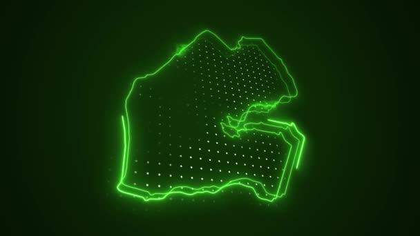 Flytta Neon Grön Djibouti Karta Gränser Skiss Loop Bakgrund — Stockvideo