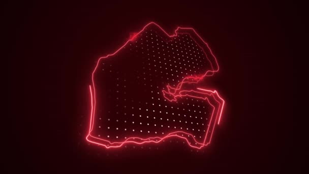 Movendo Neon Red Djibouti Mapa Fronteiras Esboço Loop Fundo — Vídeo de Stock