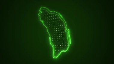 3D Taşıyıcı Neon Yeşil Dominica Haritası Kenar Kenarlıkları Döngü Çizgisi Arkaplanı