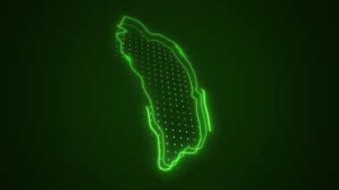 3D Taşıyıcı Neon Yeşil Dominica Haritası Kenar Kenarlıkları Döngü Çizgisi Arkaplanı