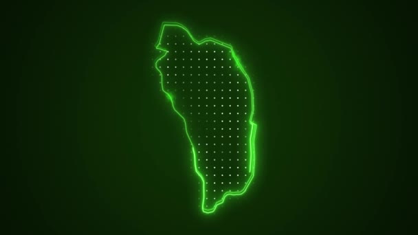 Flytta Neon Grön Dominica Karta Gränser Skiss Loop Bakgrund — Stockvideo