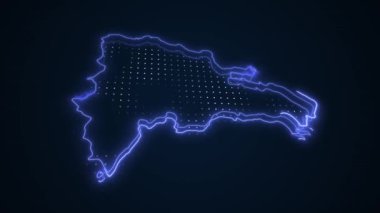 3 Boyutlu Hareketli Mavi Dominik Cumhuriyeti Haritası Çevre Çizgisi Döngüsü Arkaplanı