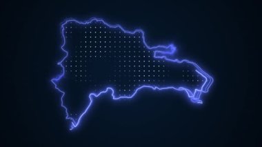 3 Boyutlu Hareketli Mavi Dominik Cumhuriyeti Haritası Çevre Çizgisi Döngüsü Arkaplanı
