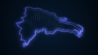 3 Boyutlu Hareketli Mavi Dominik Cumhuriyeti Haritası Çevre Çizgisi Döngüsü Arkaplanı
