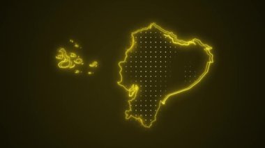 3 Boyutlu Hareketli Neon Sarı Ekvador Haritası Kenarlık Kenarlıkları Çevre Çizelgesi Arkaplanı