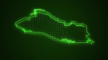3 Boyutlu Hareketli Neon Yeşil El Salvador Haritası Kenar Kenarlıkları Döngüsü Arkaplanı
