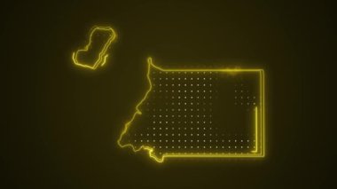 3 Boyutlu Hareketli Neon Sarı Ekvator Gine Haritası Kenarlık Kenarlıkları Döngü Arkaplanı