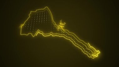 3 Boyutlu Hareketli Neon Sarı Eritre Haritası Kenar Kenarlıkları Döngü Özeti Arkaplanı