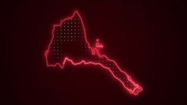 3 Boyutlu Hareketli Neon Kırmızı Eritre Haritası Kenar Kenarlıkları Döngü Özeti Arkaplanı
