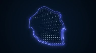 3D Hareketli Neon Mavi Eswatini Svaziland Haritası Kenar Kenarlıklarının Döngü Arkaplanı
