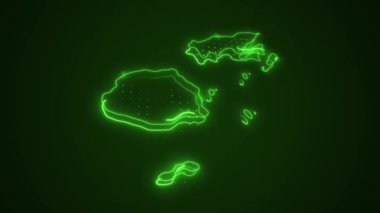 3D Taşıyıcı Neon Yeşil Fiji Haritası Kenar Kenarlıkları Döngü Özeti Arkaplanı