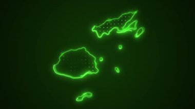 3D Taşıyıcı Neon Yeşil Fiji Haritası Kenar Kenarlıkları Döngü Özeti Arkaplanı