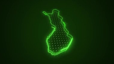 3D Taşıyıcı Neon Yeşil Finlandiya Haritası Kenarlık Çizgisi Döngü Arkaplanı