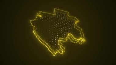 3 Boyutlu Hareketli Neon Sarı Gabon Haritası Kenar Kenarlıkları Çevre Çizelgesi Arkaplanı