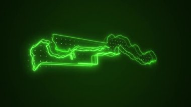 3 Boyutlu Hareketli Neon Yeşil Gambiya Haritası Sınırlar Çizgisi Döngü Arkaplanı