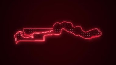 3 Boyutlu Hareketli Neon Kırmızı Gambiya Haritası Sınırlar Çizgisi Döngü Arkaplanı