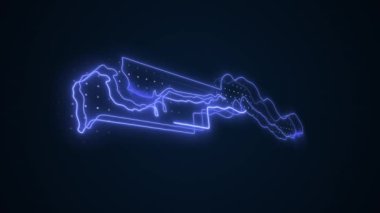 3 Boyutlu Hareketli Neon Mavi Gambiya Haritası Kenar Kenarlıkları Döngüsü Arkaplanı