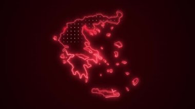 3D Taşıyıcı Neon Kırmızısı Yunanistan Sınırları Döngü Arkaplanı Haritası