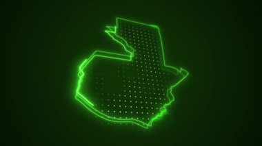 3 Boyutlu Hareketli Neon Yeşil Guatemala Haritası Kenar Kenarlıkları Döngü Özellikleri Arkaplanı