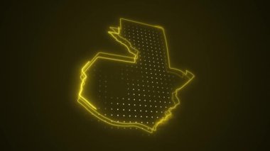 3D Taşıyıcı Neon Sarı Guatemala Haritası Kenar Kenarlıkları Çevre Çizgisi Arkaplanı